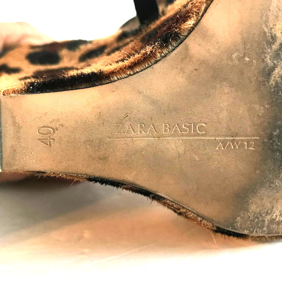Zara Leopard Print Wedge Booties Size 40 - Picture 7 of 7
